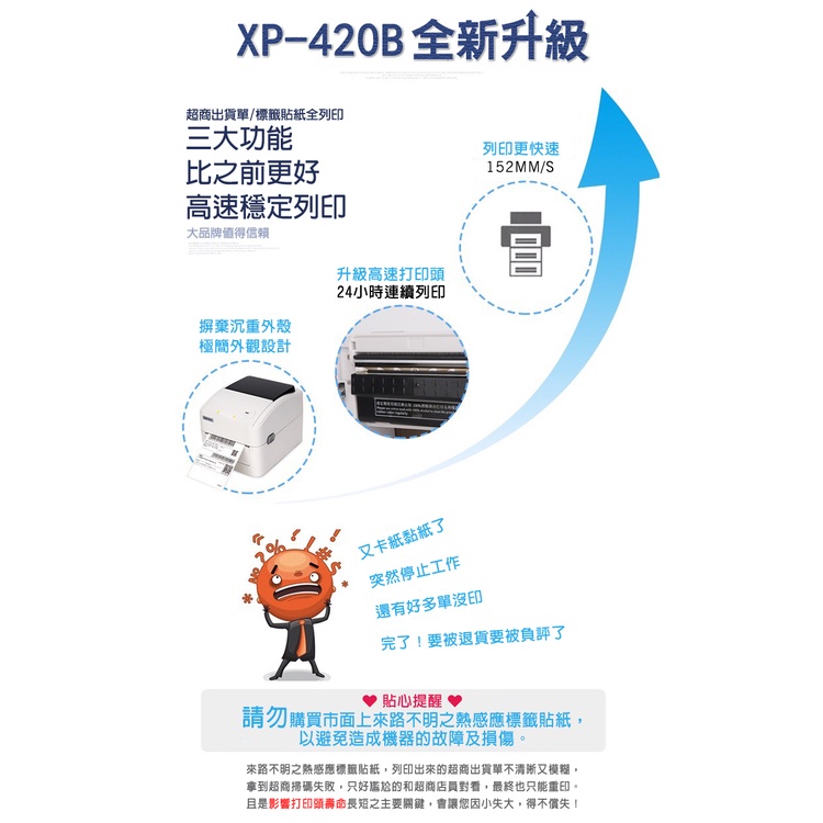藍芽標籤機 列印機 Xp420b 標籤貼紙機 出貨神器 超商出貨單 熱感應 打印機 條碼機 印表機 5