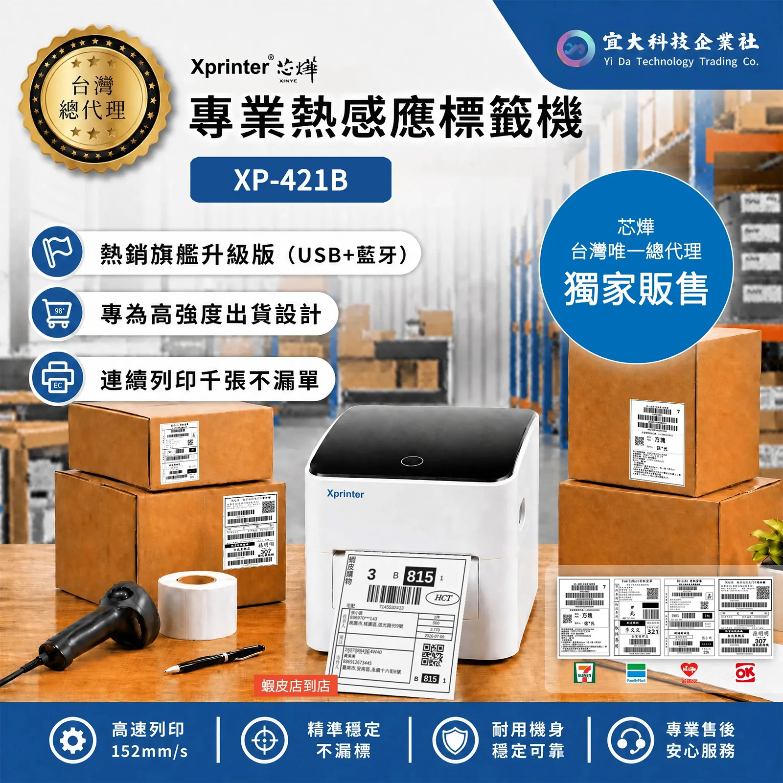 芯燁台灣總代理 Xprinter Xp 421b 旗艦升級版 標籤機 超商出單機 熱感應 條碼機 列印機 出貨 01 芯燁台灣總代理 Xprinter Xp 421b 旗艦升級版 標籤機 超商出單機 熱感應 條碼機 列印機 出貨 01